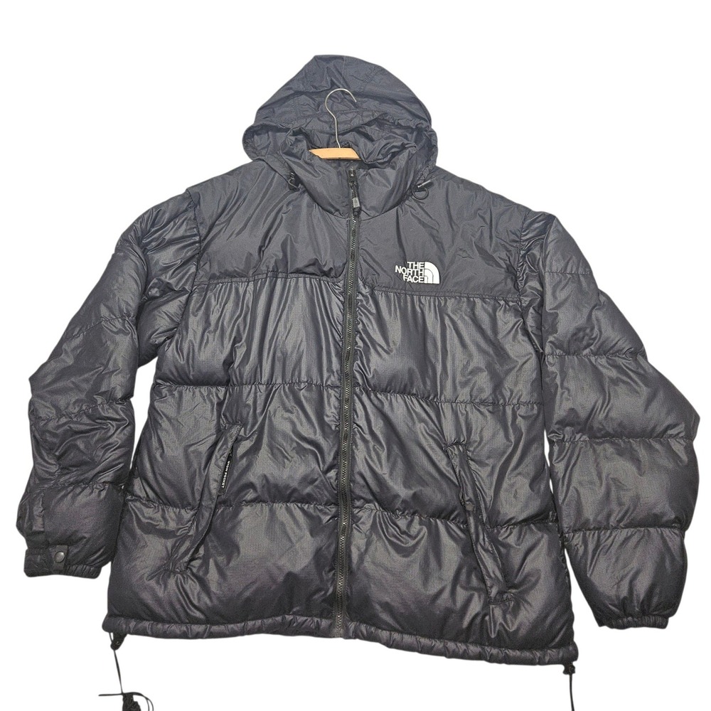 VTG The North Face 700 Fill Down Puffer Jacket Hooded Black Sz XXL